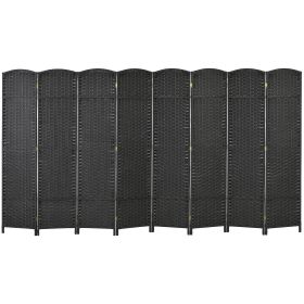 Folding Room Divider Screen 8 Panel 5.6 Ft Tall Privacy Screen Freestanding Room Partition for Home Office Black