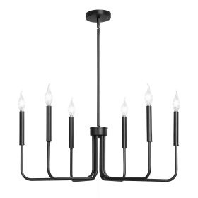 VEVOR 6-Light Chandelier, Black Farmhouse Chandelier, Adjustable Height, Dining Room Hanging Light Fixture for Ceilings, Modern Chandelier for Be