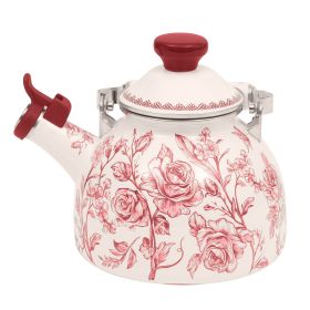 2.0-Quart Enamel on Steel Tea Kettle with Lid, Red