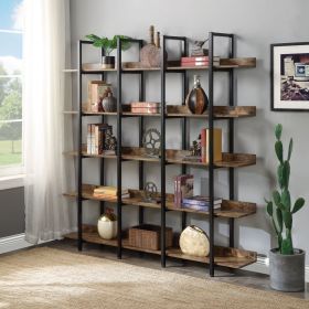 [VIDEO] 5 Tier Bookcase Home Office Open Bookshelf, Vintage Industrial Style Shelf with Metal Frame, MDF Board (Old Sku:WF286176AAT/N725P247766T)