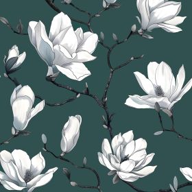Navy Blue Wallpaper White Floral Peel and Stick 17.4" x 118" Boho Contact Paper Watercolor Self Adhesive Covering for Bedroom Cabinet Bathroom Ho