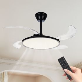 42 Inch Retractable Ceiling Fan,Low Profile Ceiling Fan with Light and Remote