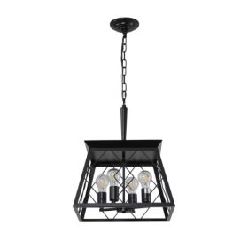 4 Lights Farmhouse Chandelier For Dining Room Black - No Bulbs Unavailable Platform- Temu (Option: Black)